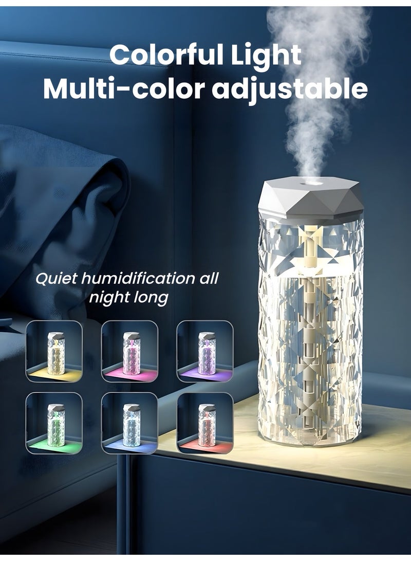 Crystal LED Humidifier Night Light, Color-Changing Cool Mist Diffuser, Ultra-Quiet Air Humidifier with Auto Shut-Off for Bedroom, Home & Gift - Image 1