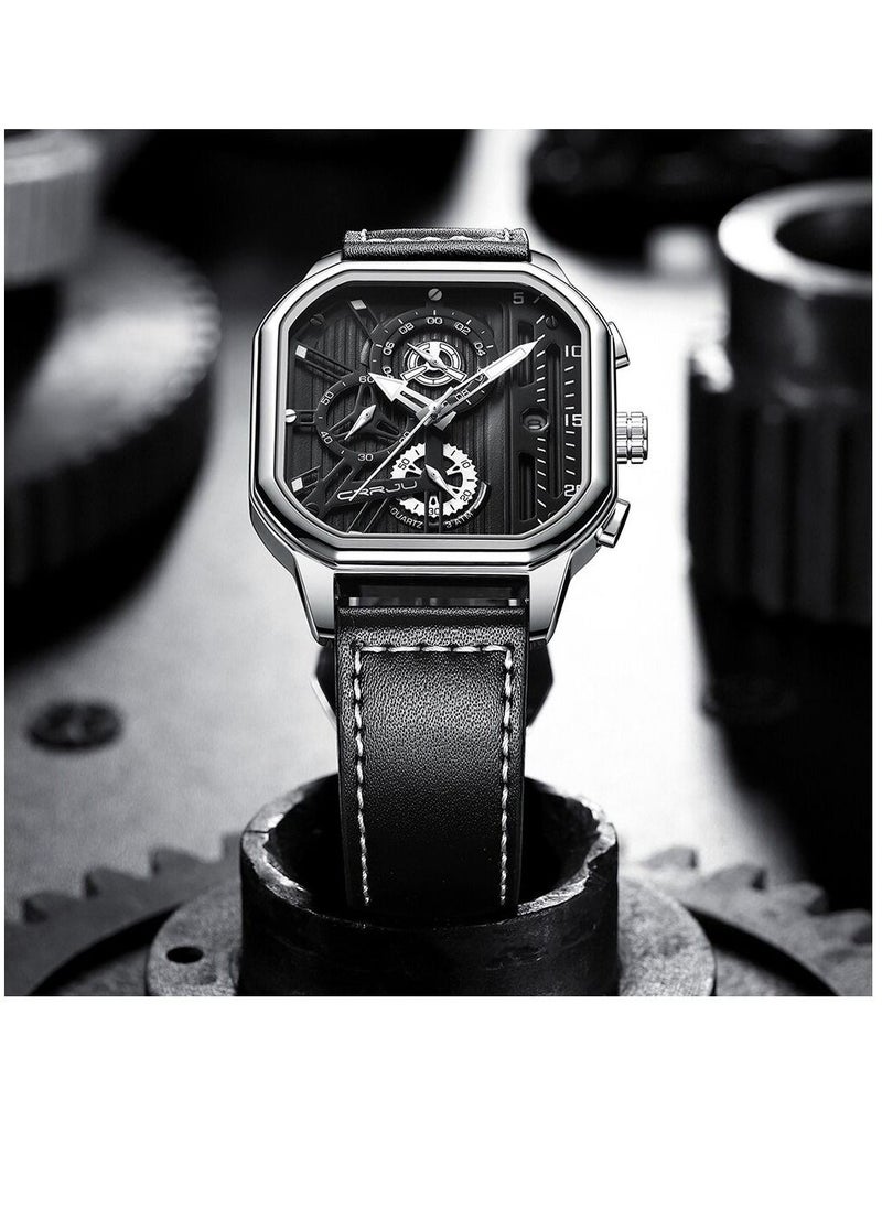 CRRJU CRRJU Men Watches Top Brand Luxury Leather Watch For Men Waterproof Sport Watch Man Quartz Wristwatch Date Chronograph+Box  - Image 5