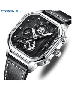 CRRJU CRRJU Men Watches Top Brand Luxury Leather Watch For Men Waterproof Sport Watch Man Quartz Wristwatch Date Chronograph+Box  - Image 2