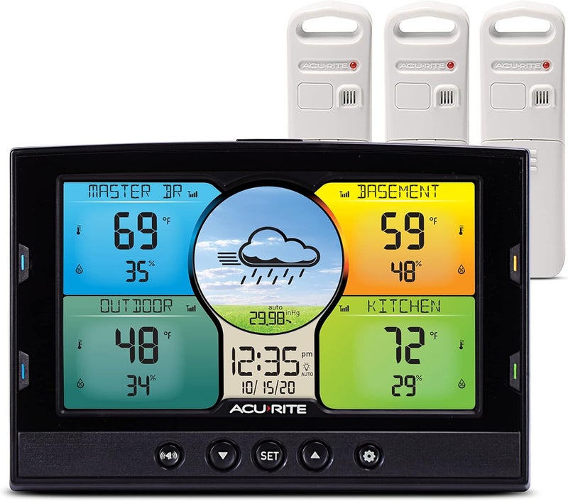 Acurite Multi-Room Weather Station with Wireless Indoor/Outdoor Thermometer and Digital Color Display with Weather Forecaster (02082M), Full Color - Image 1