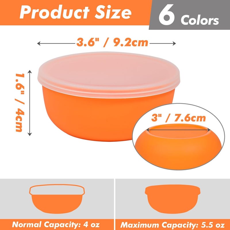 KOLUTI Nonstick Silicone Pinch Bowls Set of 6 4oz Small Condiment Dipping Sauce Prep Bowl with Lid Colorful Snack Serving Food Storage Mixing Containers for Side Dish Microwave  Freezer Safe - Image 2