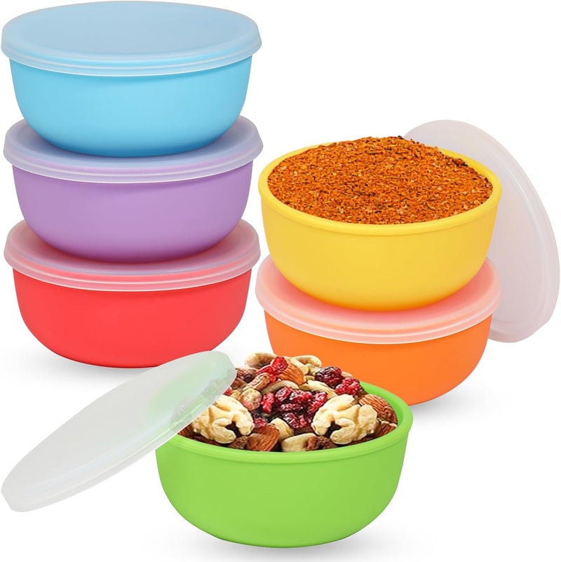 KOLUTI Nonstick Silicone Pinch Bowls Set of 6 4oz Small Condiment Dipping Sauce Prep Bowl with Lid Colorful Snack Serving Food Storage Mixing Containers for Side Dish Microwave  Freezer Safe - Image 1