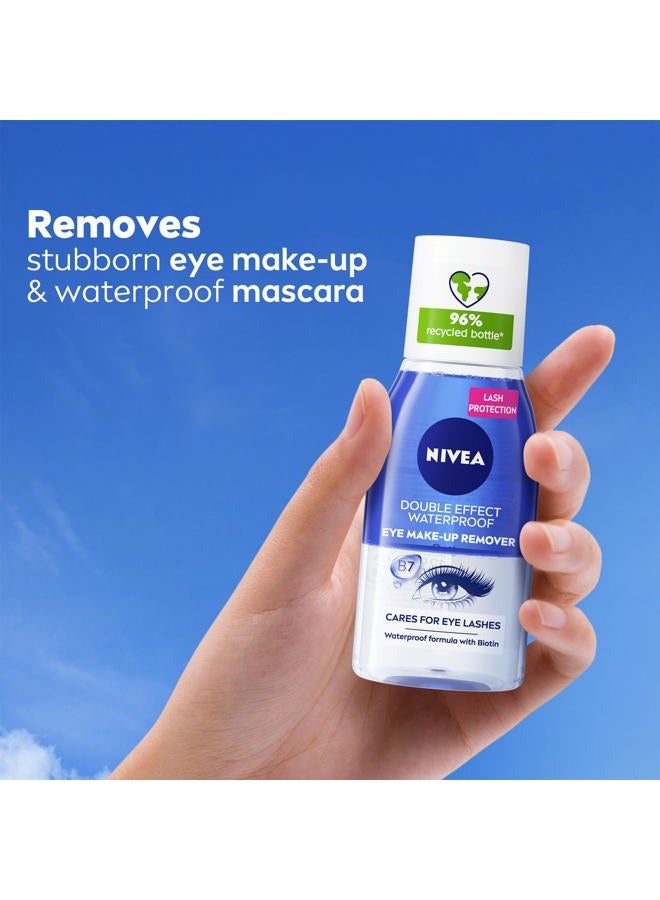 Nivea نيفيا مزيل مكياج العين ذو التأثير المزدوج، مزيل ماسكارا مقاوم للماء بلطف مع مستخلص زهرة الذرة، تركيبة ثنائية غير دهنية، 125 مل - Image 2