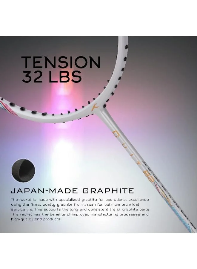 HUNDRED Hundred Cult 82 Feather Lite Carbon Fibre Strung Badminton Racket With Full Racket Cover For Intermediate Players