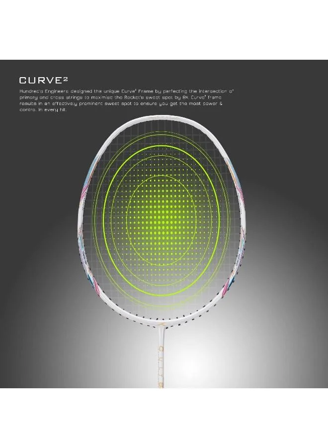 HUNDRED Hundred Cult 82 Feather Lite Carbon Fibre Strung Badminton Racket With Full Racket Cover For Intermediate Players