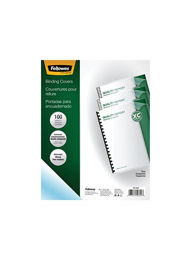 Fellowes Transparent PVC Binding Covers, Oversize, 100 Pack (52311) - Image 1