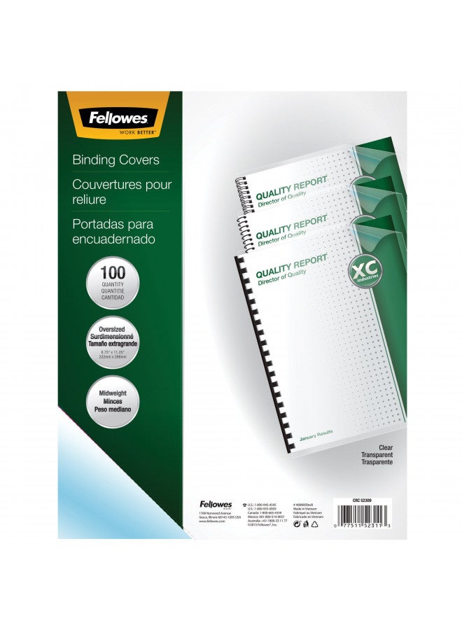 Fellowes Transparent PVC Binding Covers, Oversize, 100 Pack (52311) - Image 2