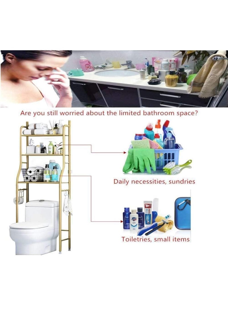 بلومنغ تايم رف تخزين فوق المرحاض من 3 طبقات ، رف تخزين وتنظيم للحمام ، منظم تخزين - Image 4