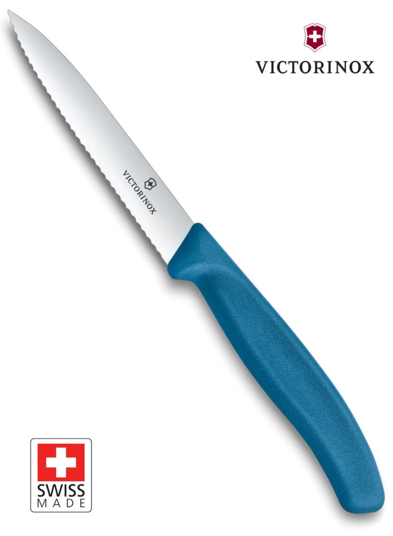 Victorinox Swiss Classic Paring Knife 10 cm, Wavy Edge, Blue