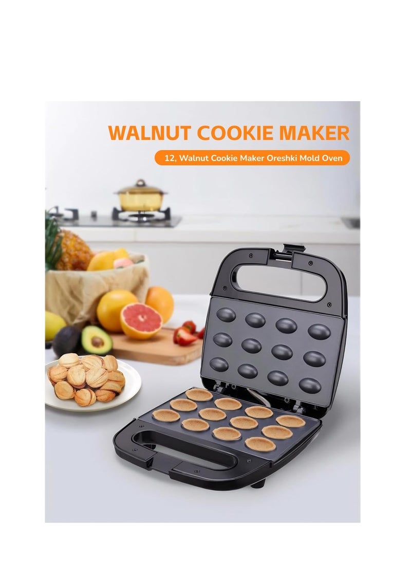 Yoidesu Yoidesu Walnut Cookie Maker 12, Walnut Cookie Maker Oreshki Mol d Oven Cookies Maker Oreshnitsa Cookie Oreshek Cake, Non Stick Double Sided Electric Nut Cookie Shaped  - Image 2