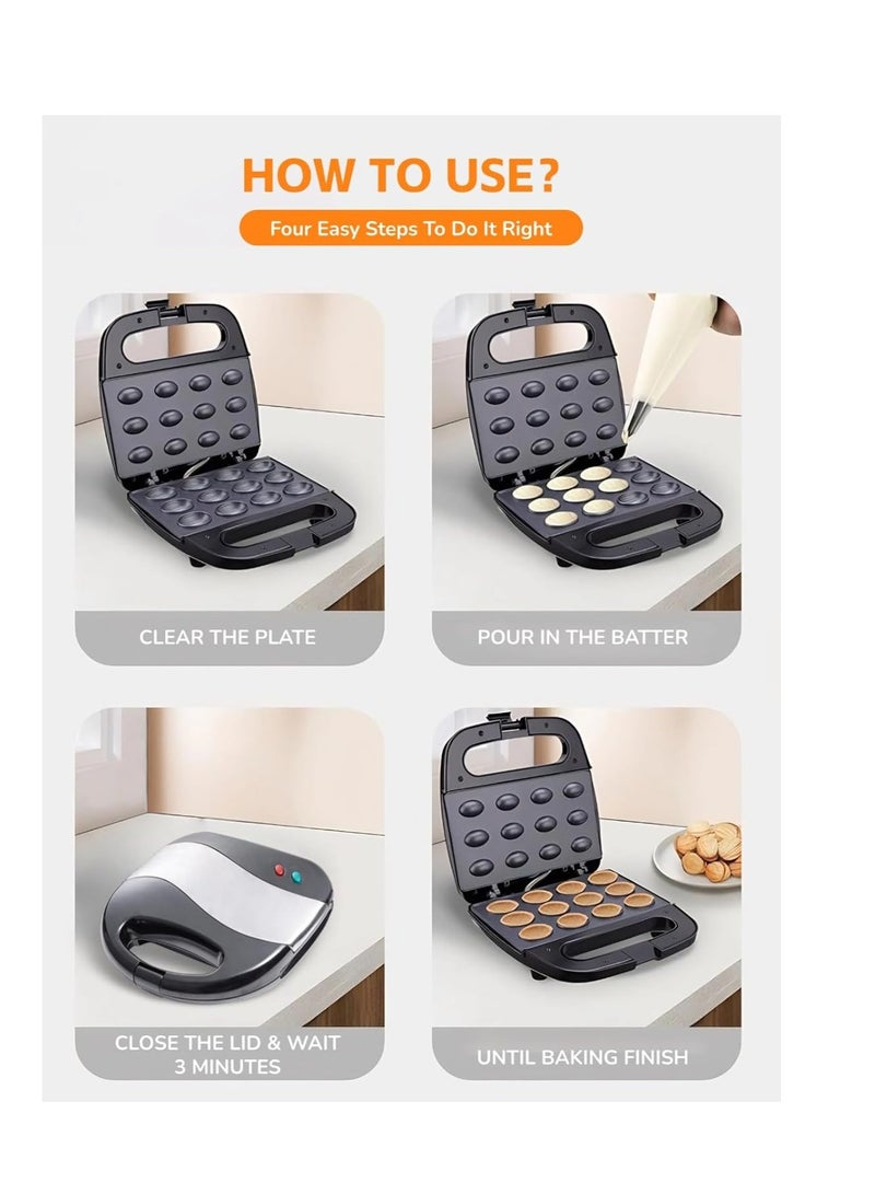 Yoidesu Yoidesu Walnut Cookie Maker 12, Walnut Cookie Maker Oreshki Mol d Oven Cookies Maker Oreshnitsa Cookie Oreshek Cake, Non Stick Double Sided Electric Nut Cookie Shaped  - Image 5