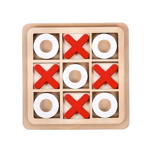 KRySt Wooden Tic Tac Toe Board Game for Kids & Adults | Classic Noughts and Crosses Strategy Game | 3x3 Grid Educational Family Table Game | Reusable Wooden Travel Game Toy - Image 1
