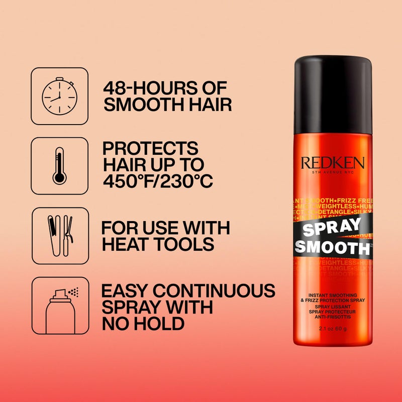 Redken Spray Smooth Anti Frizz Hair Spray | Frizz Control and Heat Protection | Instant Smoother | With Citric Acid | Paraben, Sulfate & Silicone-Free| 2 Oz - Image 3