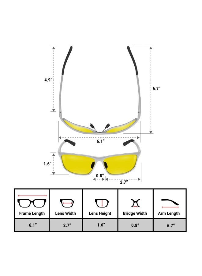 BLUPOND Night Driving Glasses For Men/Women - HD Yellow Vision for Maximum Clarity - Knight Visor (Silver/Black Case, Yellow Amber) - Rally, Silver - Image 4