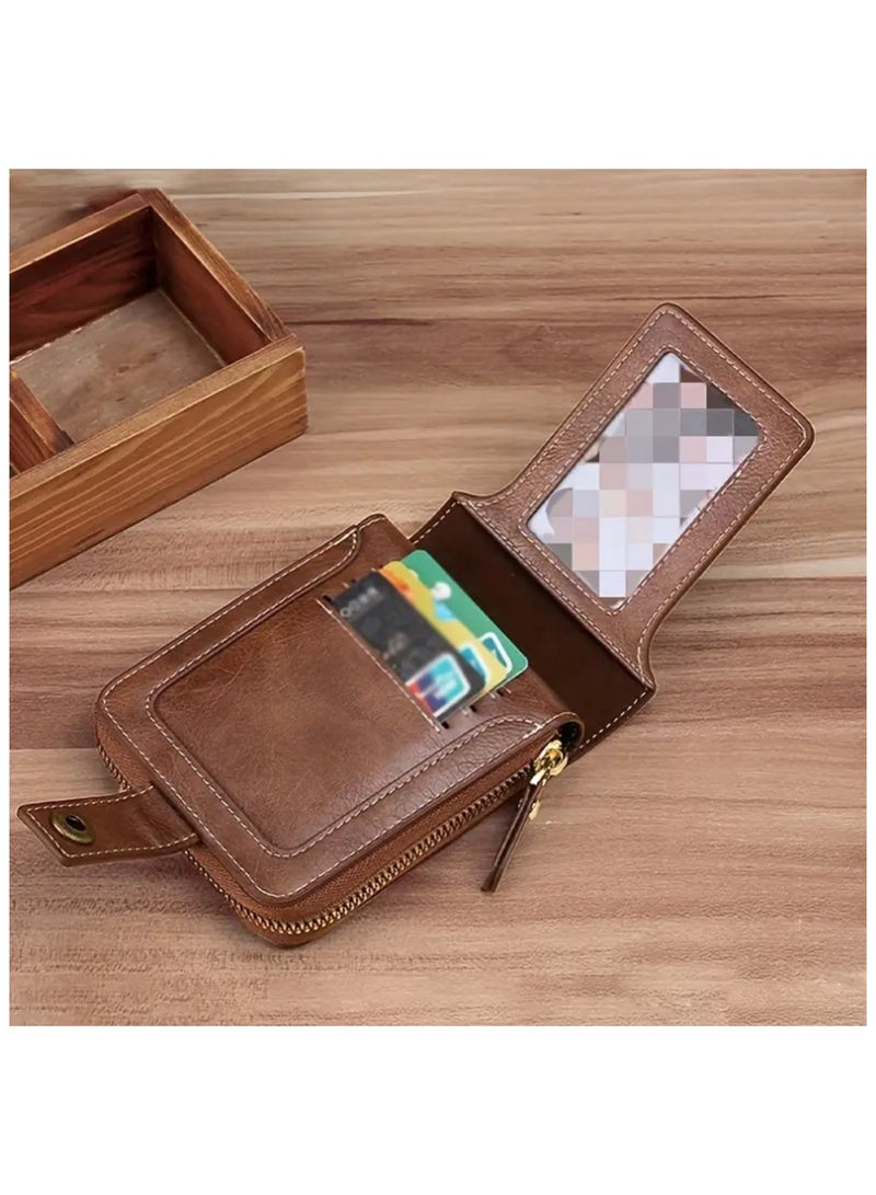 Mens Wallet Premium Gents Pu Leather Solid Color Business Wallet Card Holder with Secure Zipper And Button Closure  - Image 2