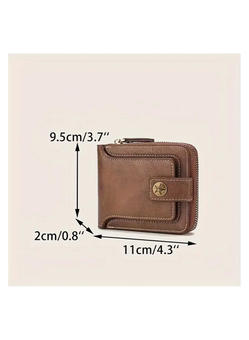 Mens Wallet Premium Gents Pu Leather Solid Color Business Wallet Card Holder with Secure Zipper And Button Closure  - Image 4
