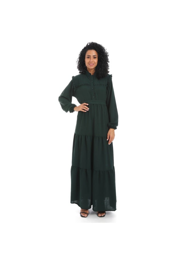 Caesar Women's dress with a tie at the waist and long sleeves  - Image 1