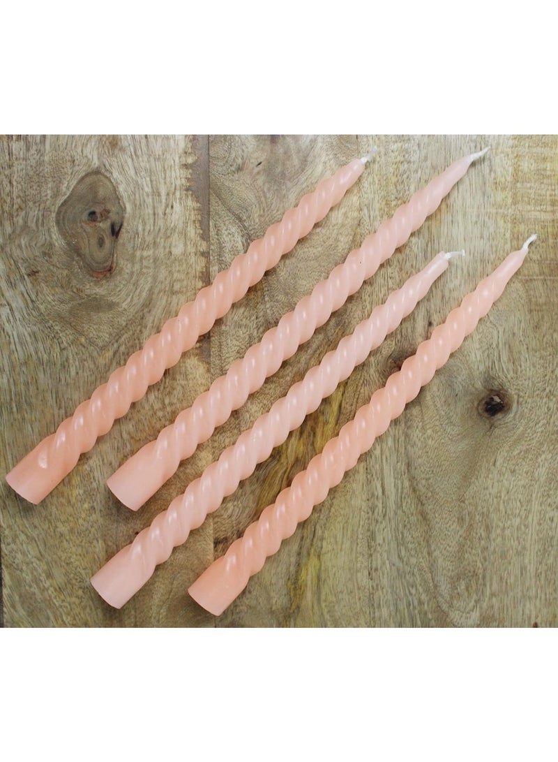 atorakushon Spiral Taper Stick Candles Handmade Twisted Candles-Set of 4 for Decoration Weddings Party Church Dripless Candles10 inch (Peach) - Image 1