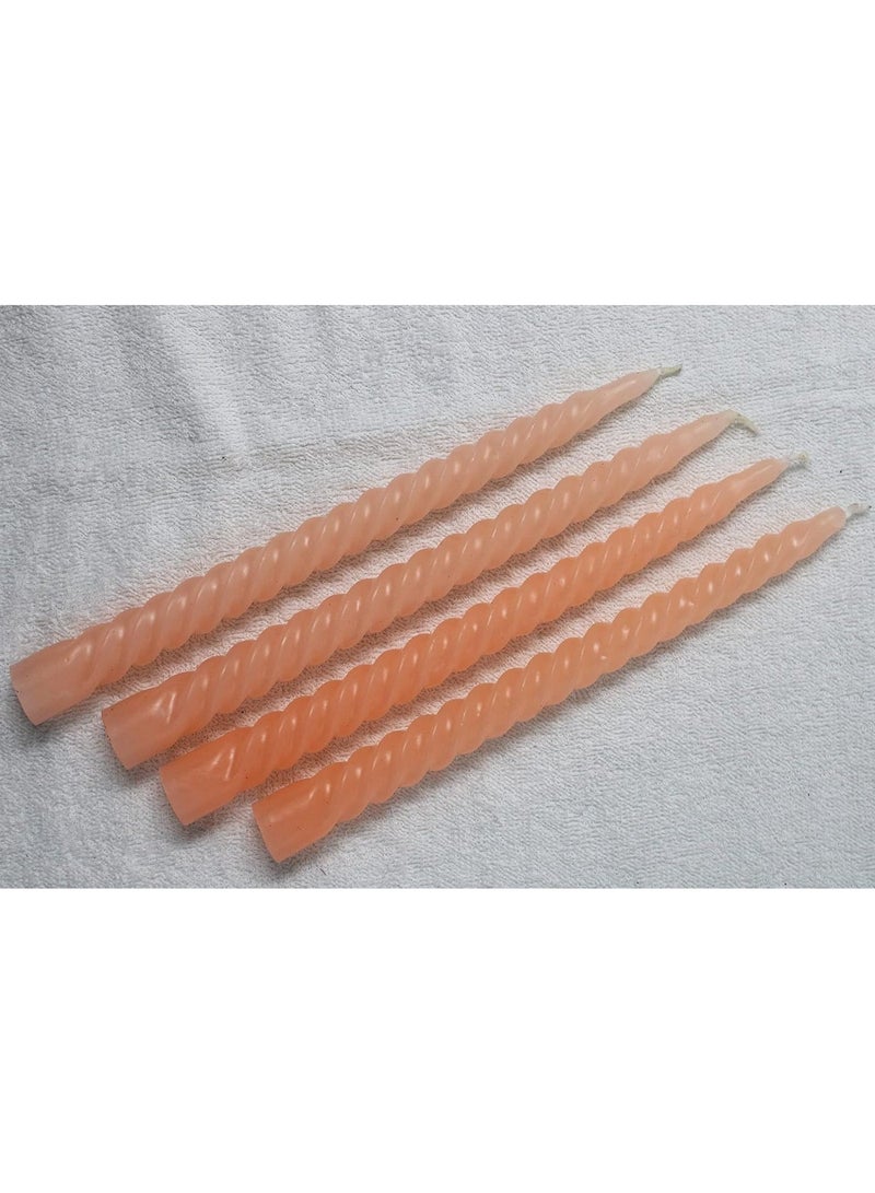atorakushon Spiral Taper Stick Candles Handmade Twisted Candles-Set of 4 for Decoration Weddings Party Church Dripless Candles10 inch (Peach) - Image 3