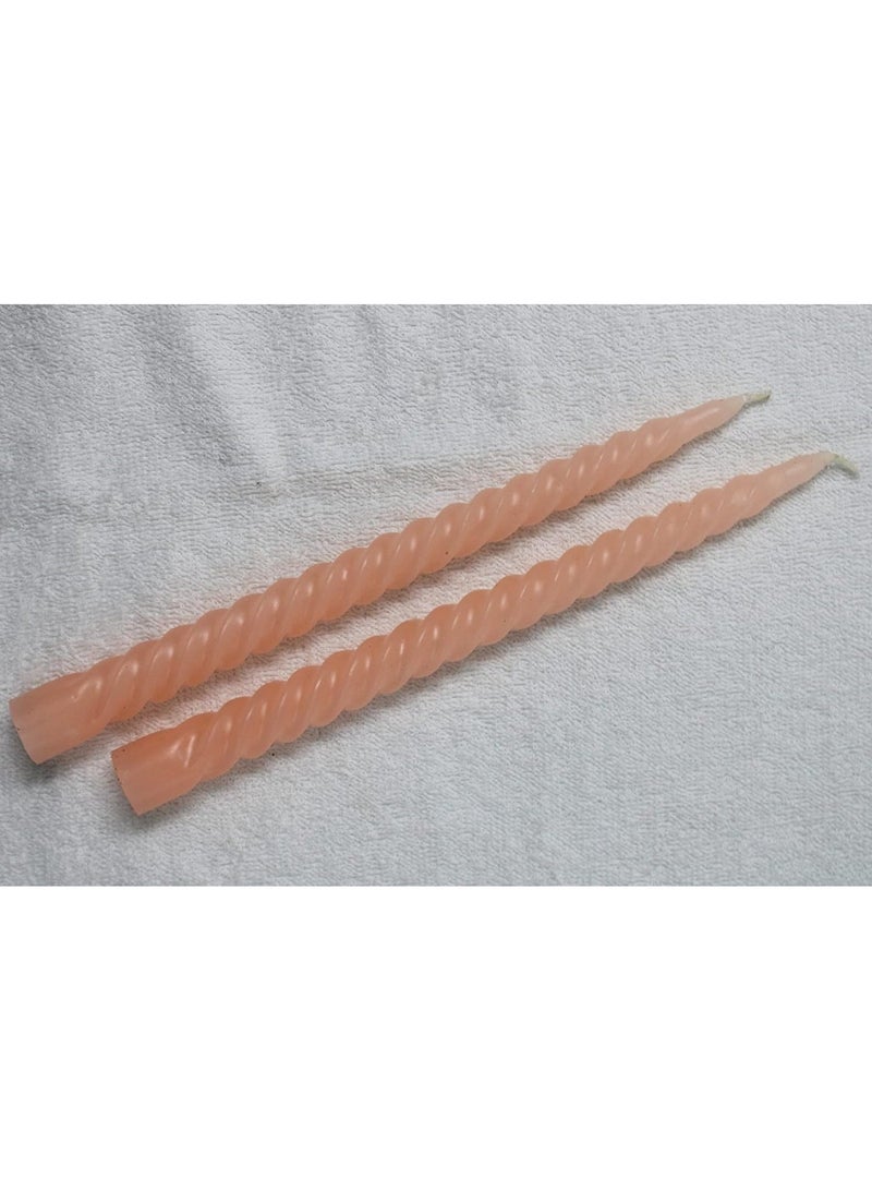 atorakushon Spiral Taper Stick Candles Handmade Twisted Candles-Set of 4 for Decoration Weddings Party Church Dripless Candles10 inch (Peach) - Image 2