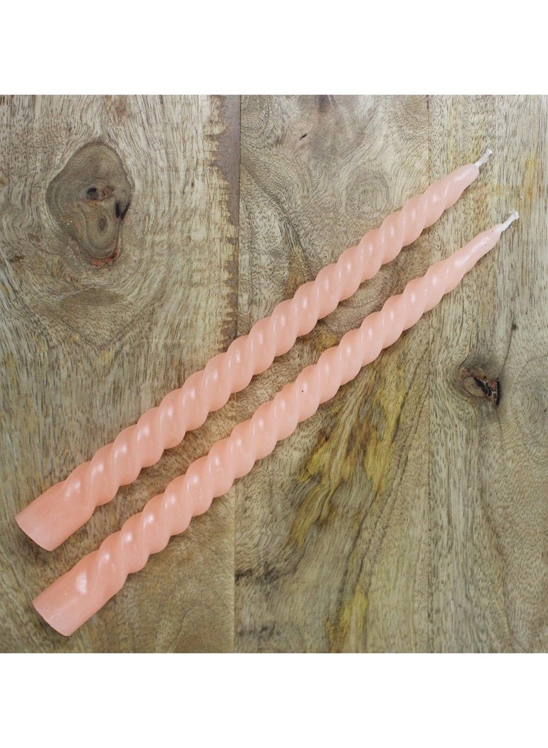 atorakushon Spiral Taper Stick Candles Handmade Twisted Candles-Set of 4 for Decoration Weddings Party Church Dripless Candles10 inch (Peach) - Image 4
