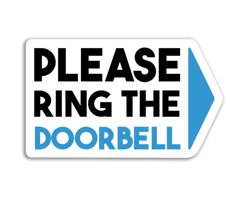 DV DESIGN 2 x 10cm Wide Ring The Doorbell Vinyl Stickers - Front Door Home House Bell Sign Arrow Shop Support Girls Laptop Label Home Sticker #79870 - Image 1