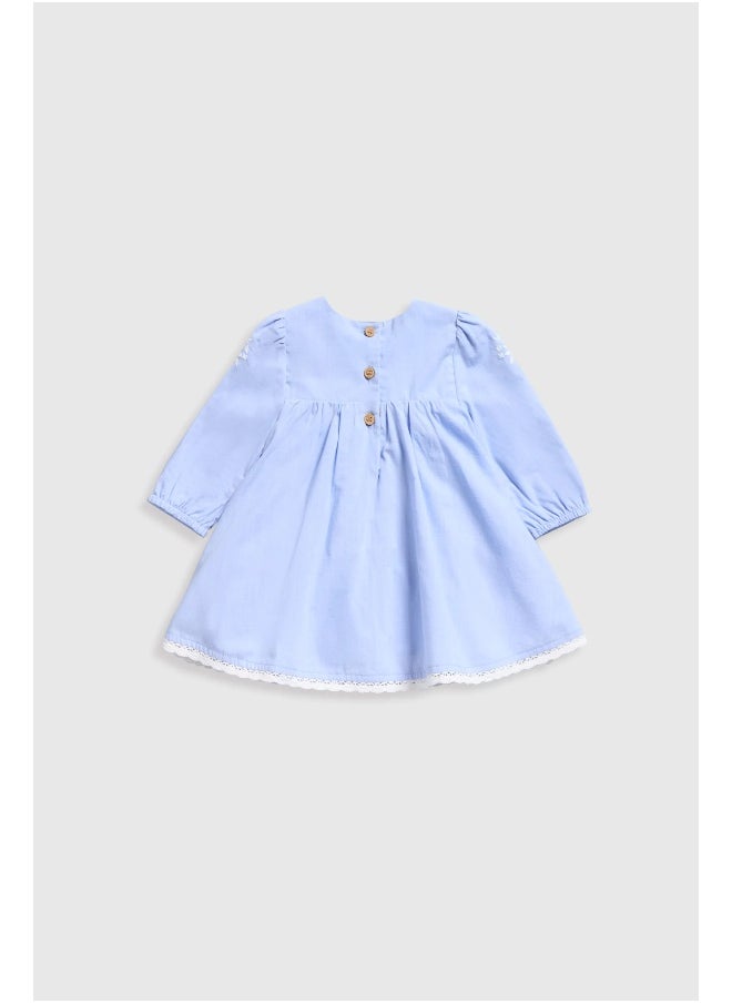 mothercare - Blue Woven Dress and Tights Set - Image 1