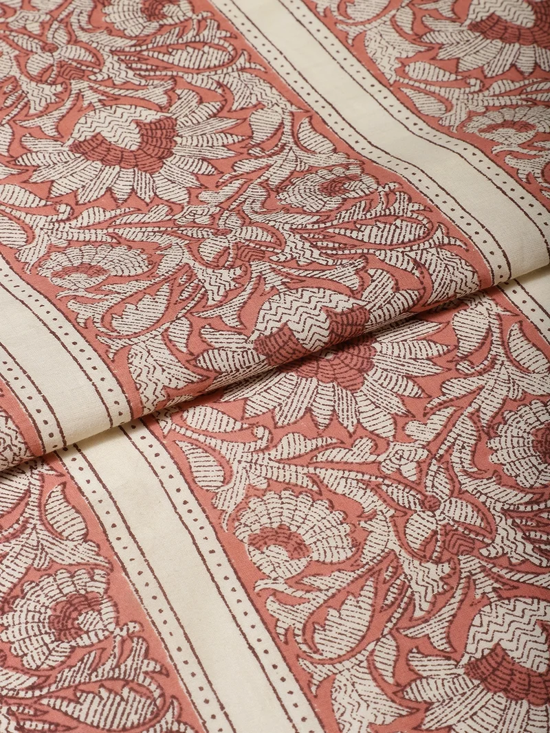 AKS Rose-Pink Floral Print Fabric One Meter