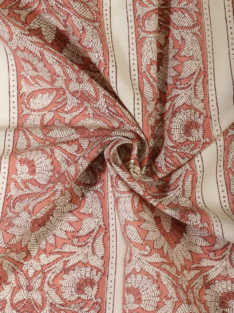 AKS Rose-Pink Floral Print Fabric One Meter