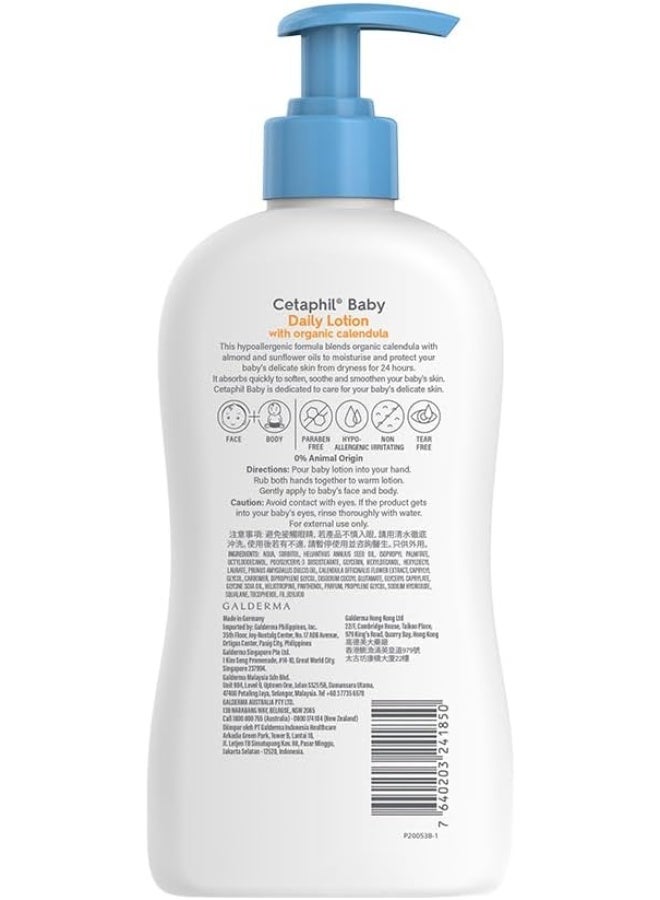 Cetaphil Baby Daily Lotion, Delicate Face & Body Moisturizer for Sensitive Skin with Organic Calendula, Unscented, 400ml - Image 2