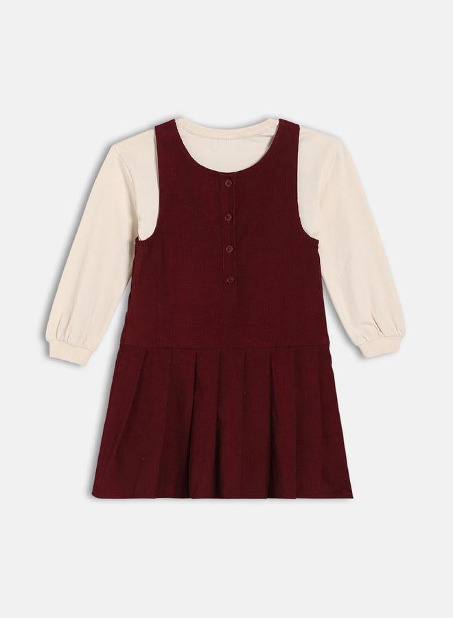 MINIKLUB Girls Cotton A-Line Pinny Dress and Long Sleeve Top - Image 2