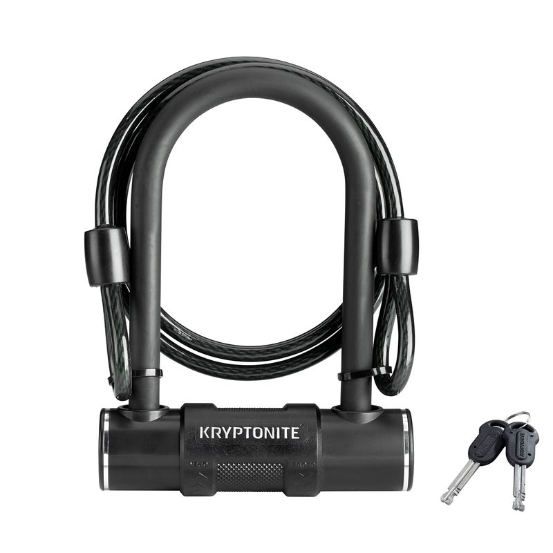 Kryptonite Bike U-Lock with Braided Steel Cable, High Security Anti-Theft Bicycle U Lock, 12mm Shackle and 8mm x4ft Length Security Cable with Keys for Scooter Road Mountain Bikes,Black - Image 1