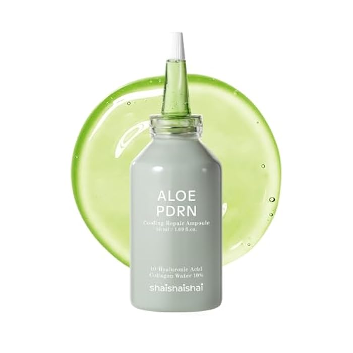 shaishaishai ALOE PDRN Cooling Repair Ampoule, 10% Vegan Collagen, 10 Types Hyaluronic Acid, Cooling Hydration & Soothing, Glow Serum, Korean Skincare, 1.69 Fl Oz - Image 1