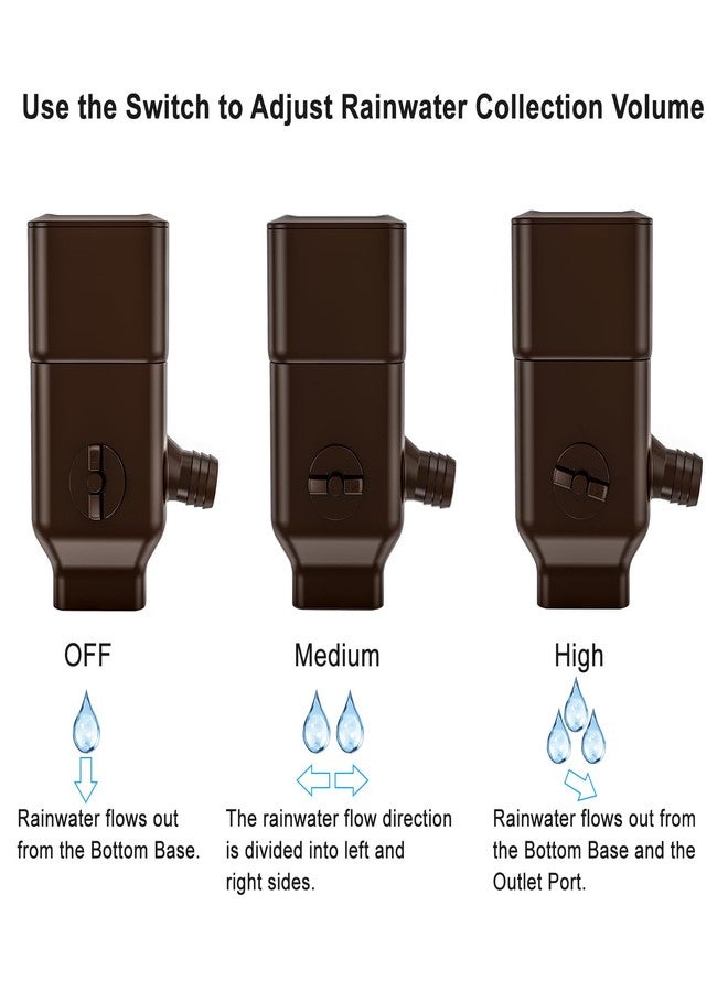 Prestantious Downspout Diverter, Rainwater Diverter with Adjustable Switch Valve, Rainwater Collection System Fits for 3”x 4”Oversize Downspout and 2”x3” Standard Downspout, Brown - Image 4