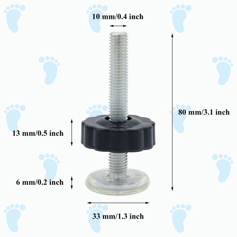 LhyBtm 2 Set M10 Baby Gate Adapter with Baby Gate Wall Protector, 10mm Baby Gate Extender Pressure Gates Threaded Spindle Rods, Replacement Bolt Part for Baby & Pet Pressure Mounted Safety Gates - Image 3