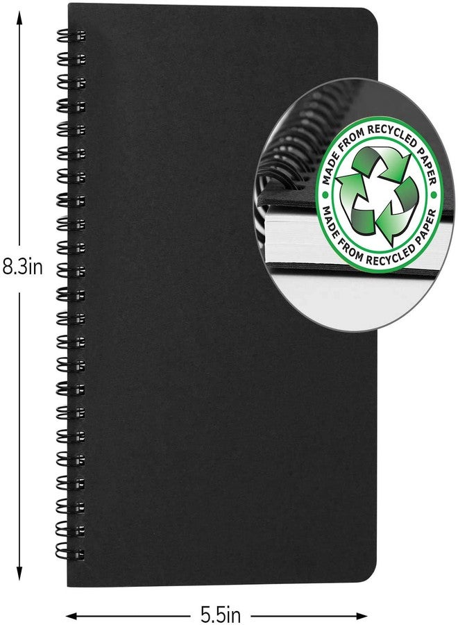 Edulearnable College Spiral Notebook,A5 3 Pcs Pack,Size 5.5X8.2 inch Blank Travel Writing Notebooks,Memo Sketchbook, Subject Diary Book, Journal -Black Cover,120 Pages - Image 2