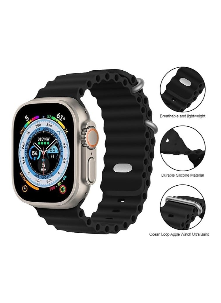 Generic - Ocean Band Compatible Apple Watch Ultra Band Adjustable Silicone Strap with Metal Buckle 49mm, 45mm, 44mm, 42mm, for Apple Watch Ultra 2,Series 9,8,7,6,5,4,3,2,1,SE - Image 1