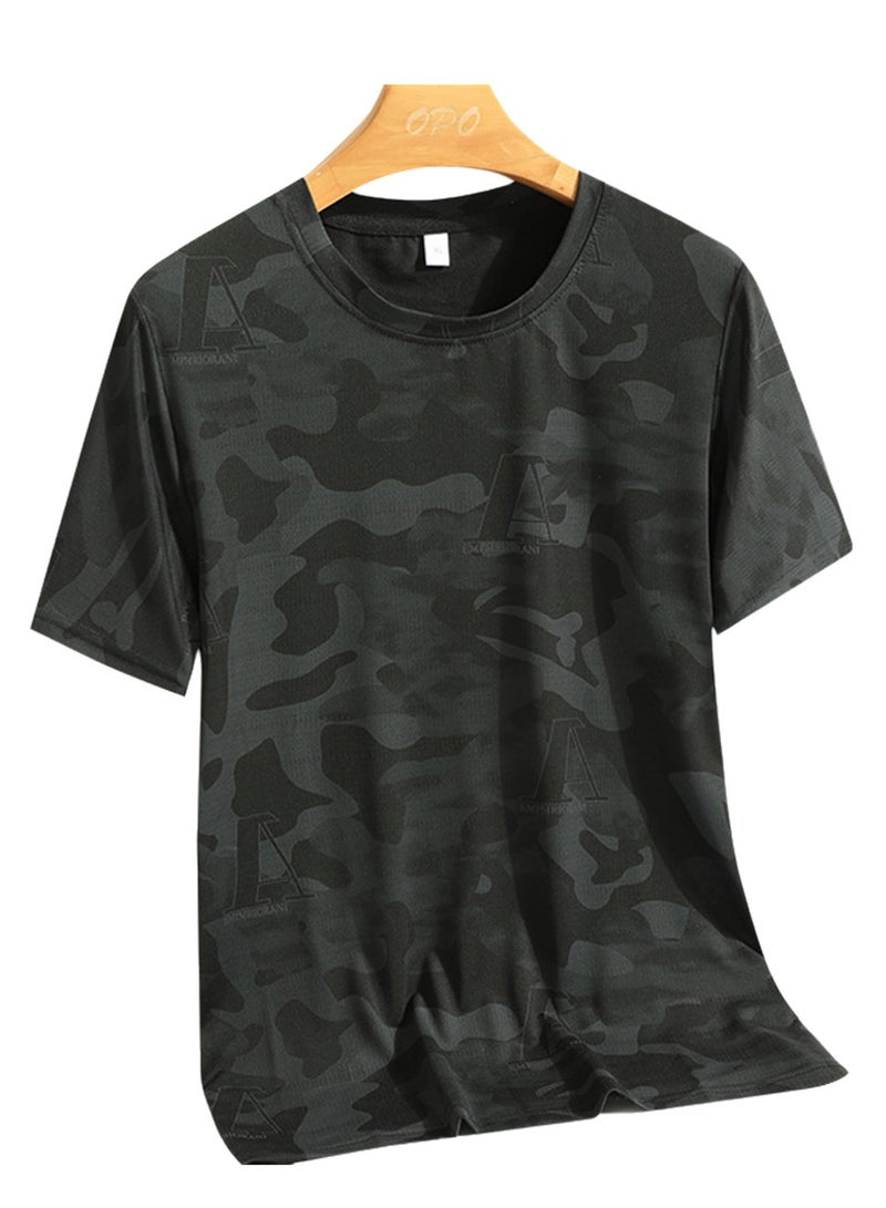 Summer camouflage ice silk short-sleeved men's quick-drying running outdoor thin casual T-shirt - Image 1