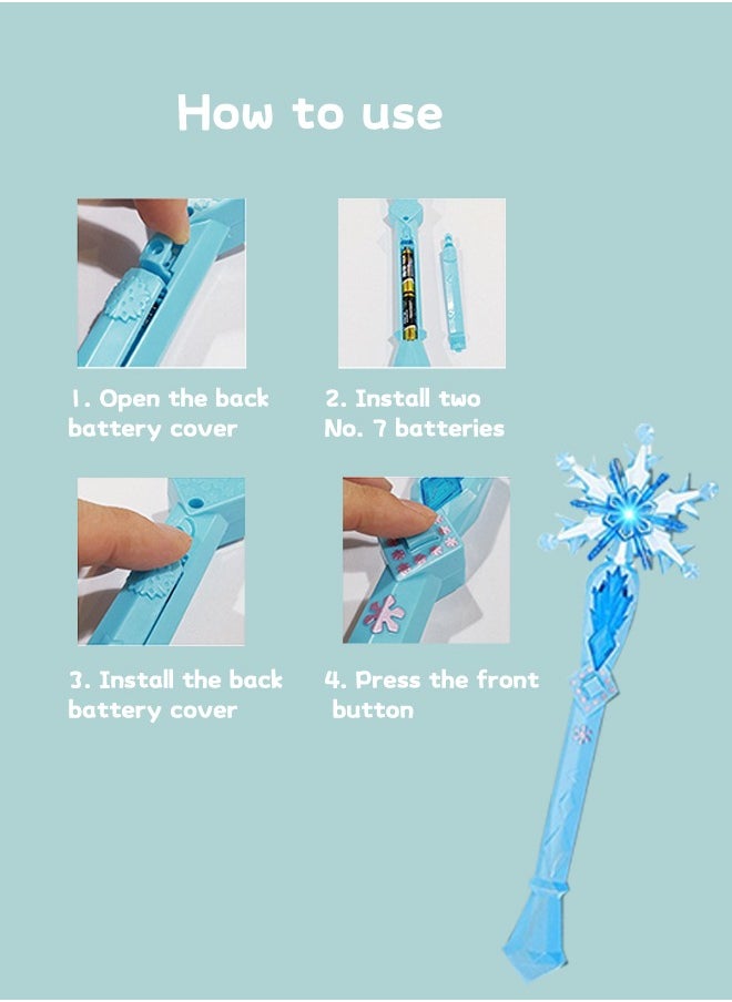 GROIC Princess Dress Up Sets Elsa Magic Stick Princess Fairy Wand Frozen Elsa Flash Music Wand Crown Set Girls Pretend Play Toys with Purse, Jewelry, Magic Wand, Crown  - Image 2