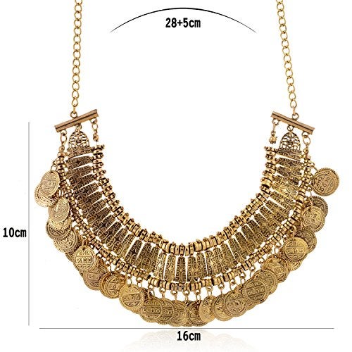 LUREME Vintage Engraved Coin Bib Statement Necklace Clavicle Necklace (01003295) (Antique Silver) - Image 4