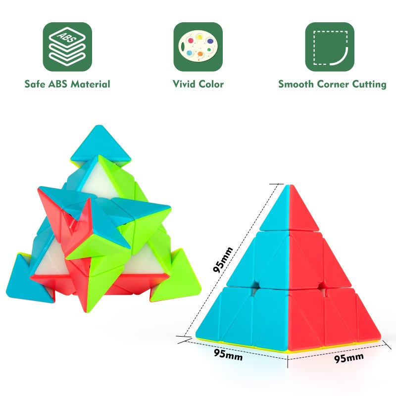 nabreeli Stickerless Pyraminx Speed Cube â€“ Smooth Turning Magic Pyramid Puzzle for Kids & Adults - Image 2