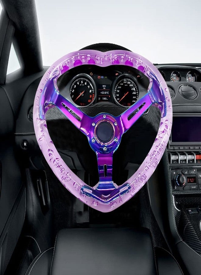 idain Universal Acrylic Racing Steering Wheel Heart-Shaped Design Steering Wheel Fit for Most vehicle,Racing car,RZR,Club Car (Purple) - Image 2