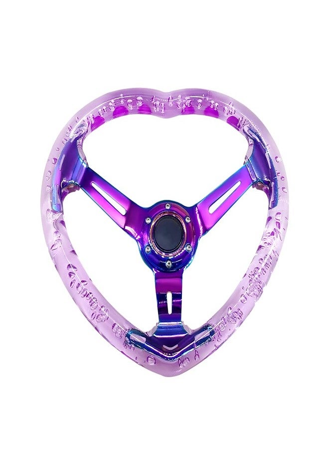 idain Universal Acrylic Racing Steering Wheel Heart-Shaped Design Steering Wheel Fit for Most vehicle,Racing car,RZR,Club Car (Purple) - Image 1