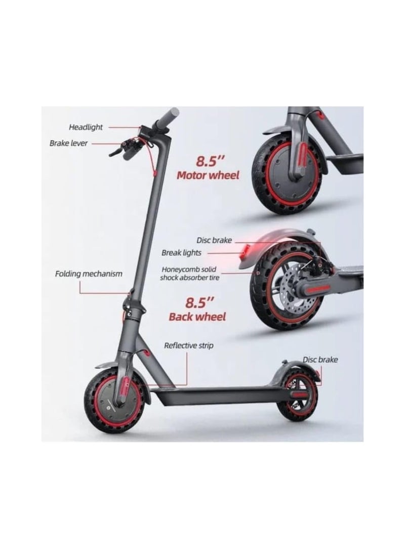 ROHAN WINGS - High Speed Electric Scooter With Flashing Turn Signals 350W Brushless Motor, Advance Shock Absorbers, App control, Bluetooth, Foldable E scooter , this amazing scooter comes with free helmet and lock - GRAY/BLACK - Image 1