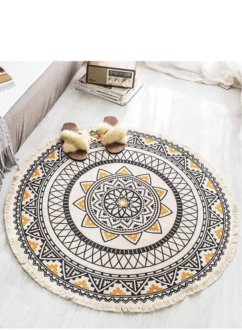 ALMUFARREJ Handmade Tassel Rug With European Style Multicolor150X150CM - Image 1