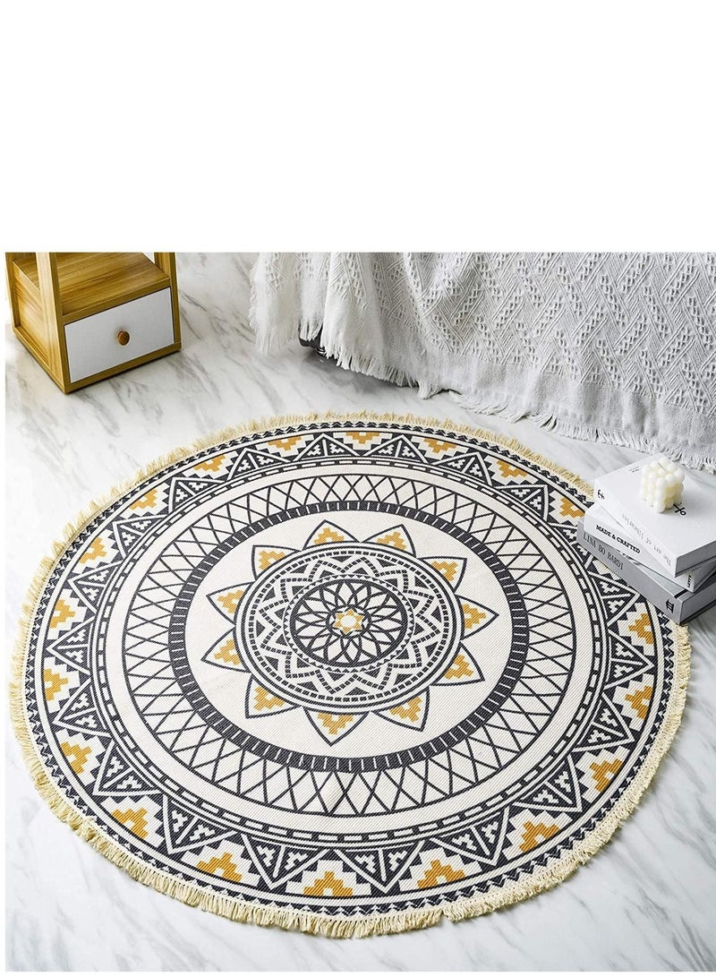 ALMUFARREJ Handmade Tassel Rug With European Style Multicolor150X150CM - Image 2