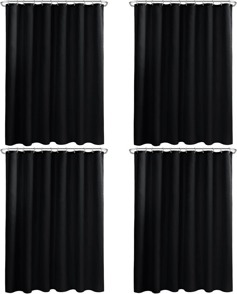 Nasitos Fabric Black Shower Curtain or Liner 4 Pack - W72 x H72 - Washable & Light-Weight Cloth Shower Liners for Bathroom, Soft Hotel Quality, Standard Size (Include 8 Separate Magnets) - Image 1