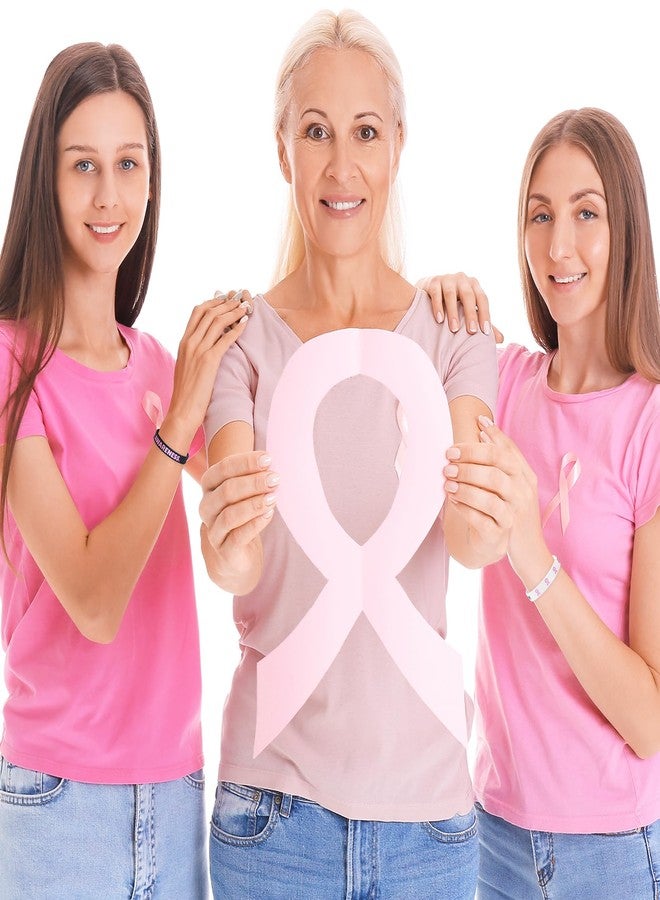 CYCLUSIVE 60 Pieces Breast Cancer Awareness Bracelets Pink Ribbon Silicone Wristbands Hope Courage Strength and Support for Women Gifts Party Favors - Image 5