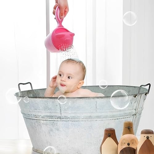 SYGA Plastic Baby Shampoo Cup Baby Shower Water Scoop Children Water Scorpion Bath Tumbler(Pink),1 Count - Image 2