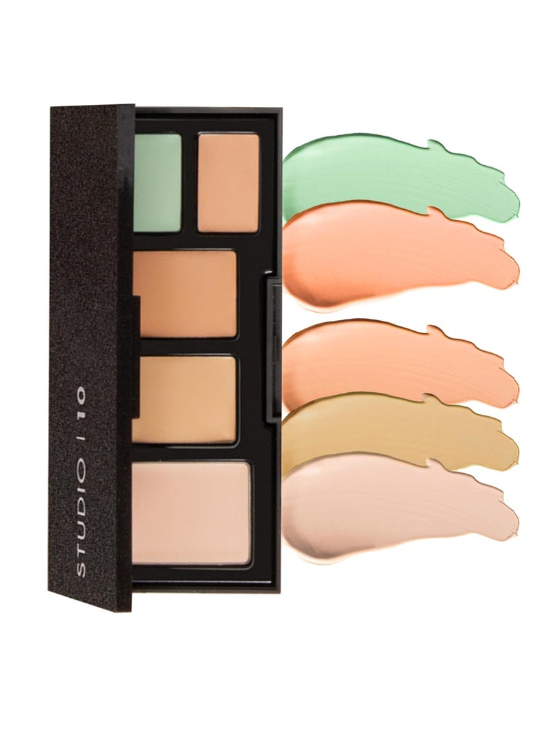 Studio 10 4 in 1 Skin Perfector Colour Corrector Palette for Mature Skin Skin Brightener Colour Correcting Light Medium Shade Cream Concealer Corrector Palette - Image 1